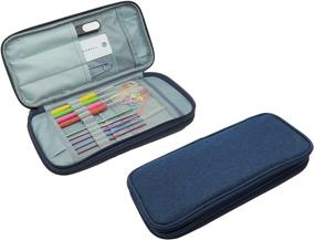 img 4 attached to CLORCY Dark Blue Knitting Needle Case: Compact, Stylish, 🧶 and Durable - Perfect for Storing 10-inch Double-Layer Needles (Case Only)