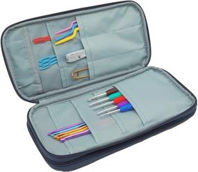 img 2 attached to CLORCY Dark Blue Knitting Needle Case: Compact, Stylish, 🧶 and Durable - Perfect for Storing 10-inch Double-Layer Needles (Case Only)