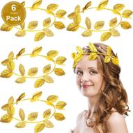 🌿 willbond 6 pieces roman laurel wreath bay leaf headband: exquisite gold ring masquerade accessory set for halloween decorations логотип