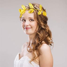 img 1 attached to 🌿 WILLBOND 6 Pieces Roman Laurel Wreath Bay Leaf Headband: Exquisite Gold Ring Masquerade Accessory Set for Halloween Decorations