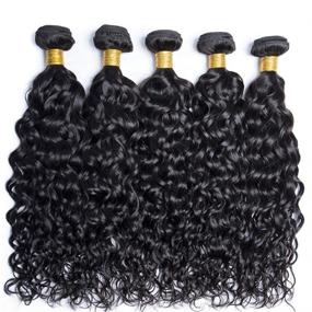 img 4 attached to 💦💇‍♀️ FW Hair Волнистые волосы Brazilian Water Wave 8A - 14 16 18 20 дюймов, натуральные необработанные мокрые и волнистые волосы человека - 4 пучка афро-косичек, цвет сажи - Волнистые волосы Brazilian Water Wave