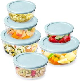 img 4 attached to Luvan Set of 6 Round Glass Food Storage Containers: Airtight Lids, BPA-Free 🍽️ (2cup/4cup/7cup) - Dishwasher, Freezer, Microwave Safe Bowls for Meal Prepping, Leftover Storage, Space-saving Nesting