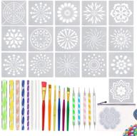 36 piece mandala dotting tools stencil set with zipper storage 🎨 bag - ideal for rock painting, drawing, crafts, nail art supplies for kids logo