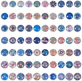 img 4 attached to 🌸 PH PandaHall 70 Styles 25mm Mosaic Printed Picture Glass Cabochons: Stunning Floral Dome Tiles for Jewelry Making (70pcs)