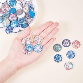img 2 attached to 🌸 PH PandaHall 70 Styles 25mm Mosaic Printed Picture Glass Cabochons: Stunning Floral Dome Tiles for Jewelry Making (70pcs)