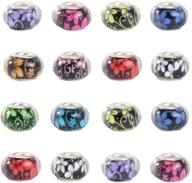🌸 nbeads 100pcs 14mm european style large hole acrylic charms beads spacers with flower pattern - perfect for european charm bracelet creation logo