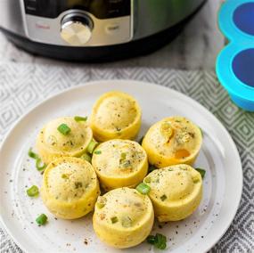 img 3 attached to Набор аксессуаров для мультиварки Instant Pot - Аксессуары для давкового приготовления силиконовые формы для яиц, подставка-пароварка и ручки с защитой от перегрева - Совместимо с моделями Instant Pots на 6 и 8 квартов - 3 предмета с 2 бонусными ложками (синяя и фиолетовая)