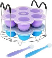 instant pot accessories set - pressure cooker accessories with silicone egg bites molds, steamer rack trivet, and heat resistant handles - compatible with 6 and 8 qt instant pots - 3 pcs with 2 bonus spoons (blue & purple) logo
