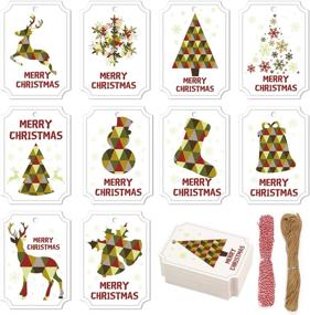 img 4 attached to 🎁 100PCS STEFORD Christmas Kraft Paper Gift Tags - Xmas Label Gift Tags with 202 Ft Jute Strings for Christmas presents