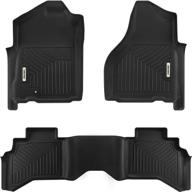 🏔️ durable black tpe all-weather floor mats for 02-08 dodge ram 1500 & 03-09 ram 2500/3500 quad cab – oedro front & 2nd seat liners logo