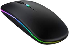 img 2 attached to 🖱️ S & E TEACHER'S EDITION LED Wireless Mouse: Matte Black, Slim Rechargeable & Silent - 2.4G USB Optical Wireless Computer Mice with Receiver