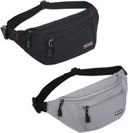 waterproof sports waist pack bag hip bum bag for travel hiking 🏞️ running - set of 2 packs, ideal for men and women (black + gray) logo