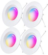 🔆 smart recessed lighting: 5/6 inch retrofit ceiling down light with wifi, color changing & voice control - 4-pack logo