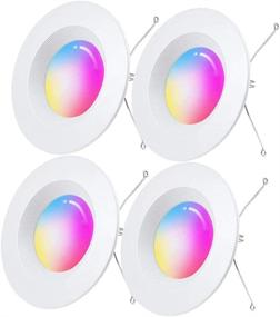 img 4 attached to 🔆 Smart Recessed Lighting: 5/6 Inch Retrofit Ceiling Down Light with WiFi, Color Changing & Voice Control - 4-Pack