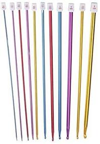 img 3 attached to 🧶 Multicolour Aluminum Tunisian/Afghan Crochet Hook Needle Set - 11 Different Sizes by DINGJIN
