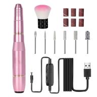 compact portable electric nail drill with 6 changeable drills - professional manicure pedicure tool kit for polishing and shaping nails logo