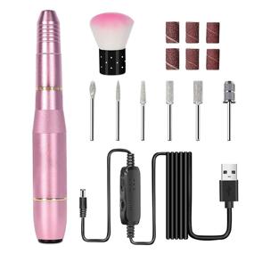 img 4 attached to Compact Portable Electric Nail Drill with 6 Changeable Drills - Professional Manicure Pedicure Tool Kit for Polishing and Shaping Nails