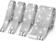 💎 tobeny 4 rolls self-adhesive crystal diamond rhinestone ribbon for crafts | 2mm rhinestones | 4 yards | arts crafts diy event wedding car phone | silver gold rhinestones logo