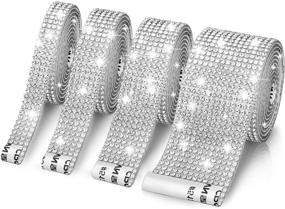 img 4 attached to 💎 TOBENY 4 Rolls Self-Adhesive Crystal Diamond Rhinestone Ribbon for Crafts | 2mm Rhinestones | 4 Yards | Arts Crafts DIY Event Wedding Car Phone | Silver Gold Rhinestones