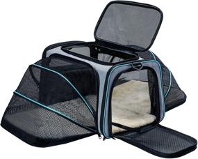 img 4 attached to 🐾 Airline Approved Expandable Soft-Sided Pet Carrier with Removable Fleece Pad and Pockets - Ideal for Cats, Dogs, and Small Animals