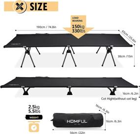 img 3 attached to HOMFUL Camping Cot Lightweight 75 inch Aluminum Compact Portable 🏕️ Cot with Storage Bag- Best Bed for Adults Outdoor Hiking & Backpacking