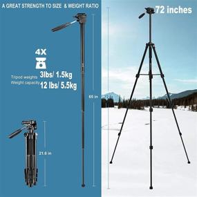 img 3 attached to 📸 72-Inch Aluminum Camera Tripod with Pan Head, Tablet Mount – Ideal for Canon, Nikon, Sony Cameras, Smartphones, and Tablets