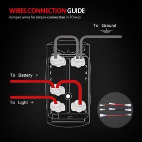 img 1 attached to 🔵 Mictuning LS081502JL 12V 20A Blue Backlit Bumper Lights Rocker Switch Kit with On/Off Toggle for LED Lights