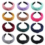 👗 stylish and versatile: siquk 12-piece knot turban headbands - wide plain hair accessories for women and girls in 12 vibrant colors logo