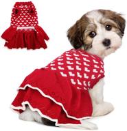 🐶 rozkitch dog sweater dress turtleneck vest for female dogs, cozy winter dog pullover knitwear pet sweater, red dog princess knitwear sweater dress clothes for fall winter christmas holiday with bow логотип