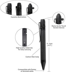 img 3 attached to 📱 Cool Carbon Fiber Bolt Action Pen Stylus for Touch Screen, Compact Size, with Deep Skeleton Pocket Clip