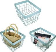 📦 organize with ease: turquoise stackable wire metal storage organizer basket bin set – simple and neat logo