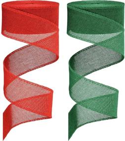 img 4 attached to Festive Faux Burlap Ribbon Rolls - Ideal for DIY Crafts, Gift Wrapping, and Holiday Decoration (1.5 Inches by 394 Inches, Red and Green)