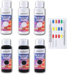 img 4 attached to 🎨 Set of 2 Acrylic Paint Colors - 6 Bottles x (60 ml/2 oz) for Painting Canvas, Wood, Fabric, Crafts, Stone, Ceramic - Vibrant Pigments, Non-Fading Formula - Ideal for Adults, Kids, Artists, Beginners