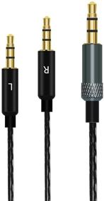 img 1 attached to 🎧 1.2m Audio Cable with Mic for Black Sol Republic Master Tracks HD V8 V10 V12 MFI X3 Ultra XC Headphones - Replacement Audio Cable (Black)