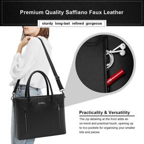 img 1 attached to Large Laptop Shoulder Bag for Women, 15-17 Inch Work Bag with Padded Pocket, Business Handbag and Computer Bag