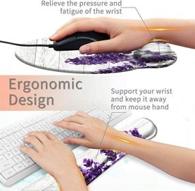 img 1 attached to 🌸 Ultimate Comfort & Style: Keyboard Wrist Rest Pad and Mouse Pad Wrist Rest Support Set with Ergonomic Gaming Mousepad – Purple Lavender Design for Computer Laptop Home Office + Cute Coasters