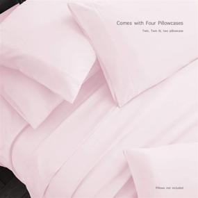 img 2 attached to 🛏️ 2000 Series Luxury Soft 4 Piece Sheet Set - Baby Pink Twin Size Sheets for Basic Choice