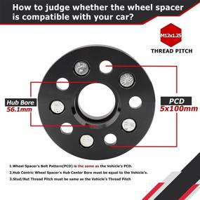 img 2 attached to 🔧 Расширители колес Richeer размером 1 дюйм для FR-S BRZ Baja Crosstrek Impreza Outback Forester Legacy - 4 шт., специальные для дисков с паттерном 5x100 мм, с центрирующим штифтом диаметром 56.1 мм и резьбой 12x1.25.