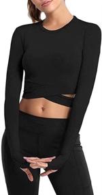 img 3 attached to 👚 Bontierie Women's Crop Tops: Stylish Cross Tummy Sport Shirts for Yoga, Fitness, and Running