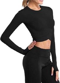 img 2 attached to 👚 Bontierie Women's Crop Tops: Stylish Cross Tummy Sport Shirts for Yoga, Fitness, and Running