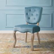 🔵 array french vintage tufted performance velvet weathered wood dining chair in sea blue by modway логотип