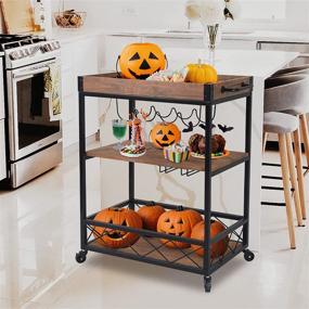 img 3 attached to 🍷 CHARAVECTOR 3-Tier Kitchen Bar Cart with Storage Shelves, Metal Wine Rack, and Glass Bottle Holder – Ideal for Home Bar and Serving