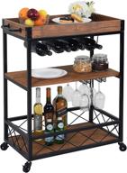 🍷 charavector 3-tier kitchen bar cart with storage shelves, metal wine rack, and glass bottle holder – ideal for home bar and serving logo