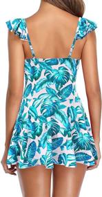 img 3 attached to 👙 Shekini Women's Ruffle Swimsuit with Tie Knot Front and Ruched Swimdress - One-Piece