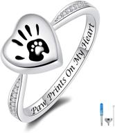 🌹 sterling silver urn ring: rose flower/wing/paw design, engraved 'forever always in my heart' - memorial jewelry for ashes, funeral gift loved one cremation ashes keepsake logo