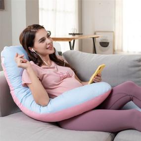 img 1 attached to 🤰 Ultimate Comfort for Pregnant Women: Blue-Pink U Shaped Pregnancy Pillow with Bodied Velvet – for Quality Sleep!