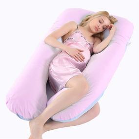 img 4 attached to 🤰 Ultimate Comfort for Pregnant Women: Blue-Pink U Shaped Pregnancy Pillow with Bodied Velvet – for Quality Sleep!