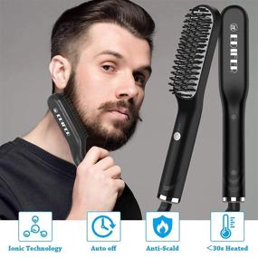 img 1 attached to 🧔 Men's Beard Straightener Comb Brush: Anti-Scald Hair Styling & Beard Straightening - Portable Hair Combs with 3 Temperature Settings & Quick Electric Heating