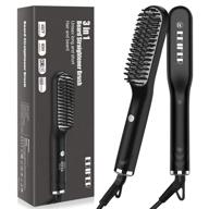 🧔 men's beard straightener comb brush: anti-scald hair styling & beard straightening - portable hair combs with 3 temperature settings & quick electric heating logo