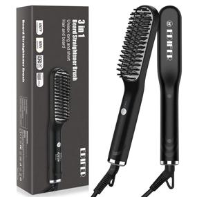 img 4 attached to 🧔 Men's Beard Straightener Comb Brush: Anti-Scald Hair Styling & Beard Straightening - Portable Hair Combs with 3 Temperature Settings & Quick Electric Heating